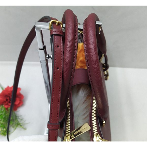 Michael Kors Sutton Maroon Leather Python Detail Carryall Satchel Shoulder Bag - Picture 6 of 16